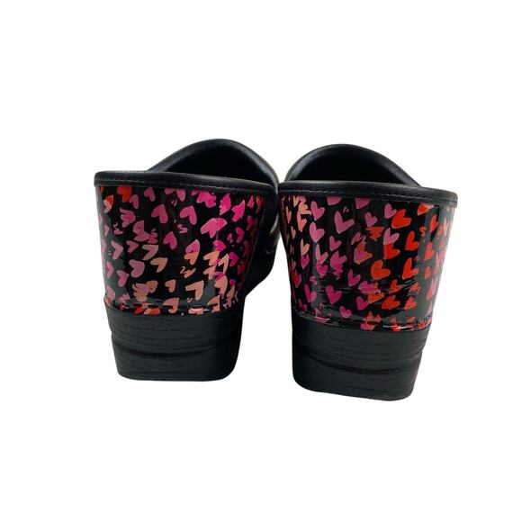 Dansko Heart Print Clogs Leather Nursing Comfort Work Shoes Pink Black EU 41 - Picture 6 of 9